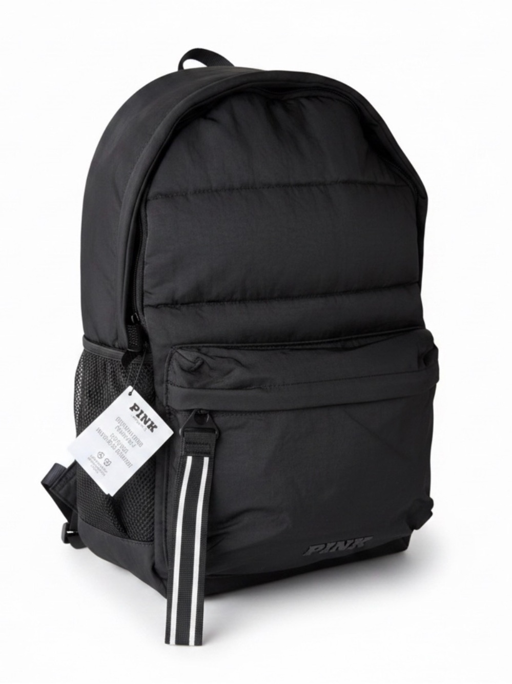 PINK Victoria’s Secret Quilted Puffer School Backpack Padded Black